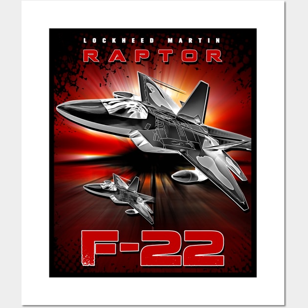 F-22 Raptor Fighterjet Us Air Force Warbird Wall Art by aeroloversclothing